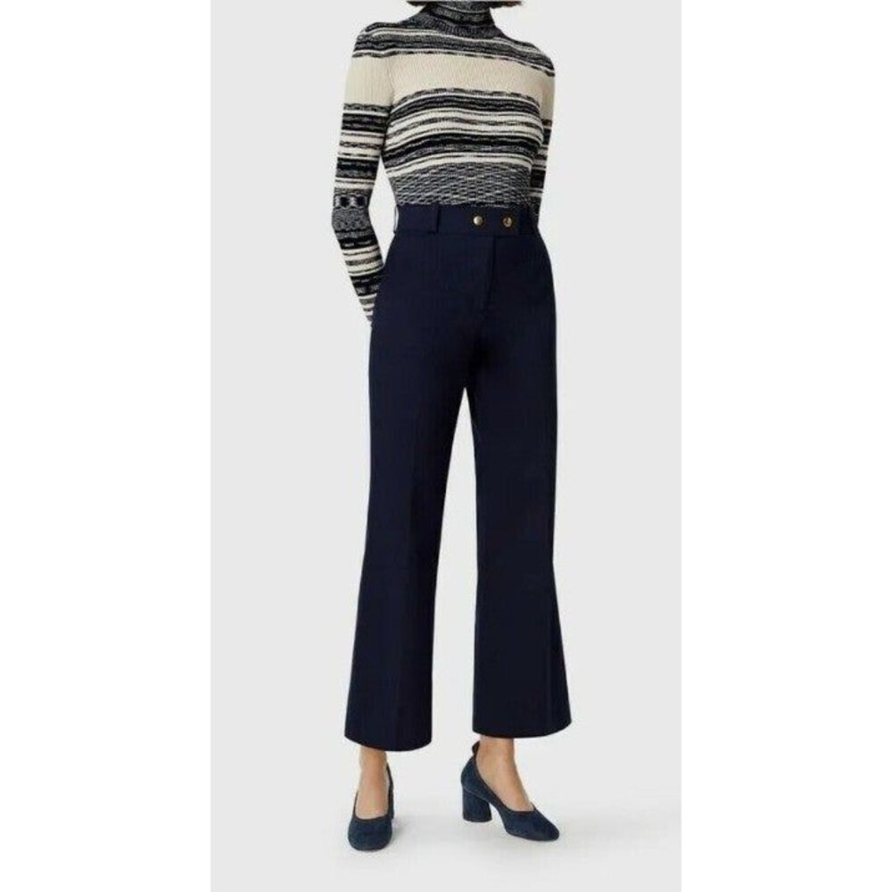 Tory Burch Maddie Pants Navy High Waist Wide Leg Crop